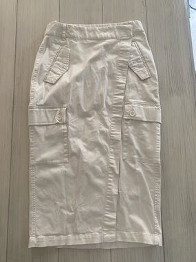 Tailored White Cargo Maxi Skirt with Utility Pockets